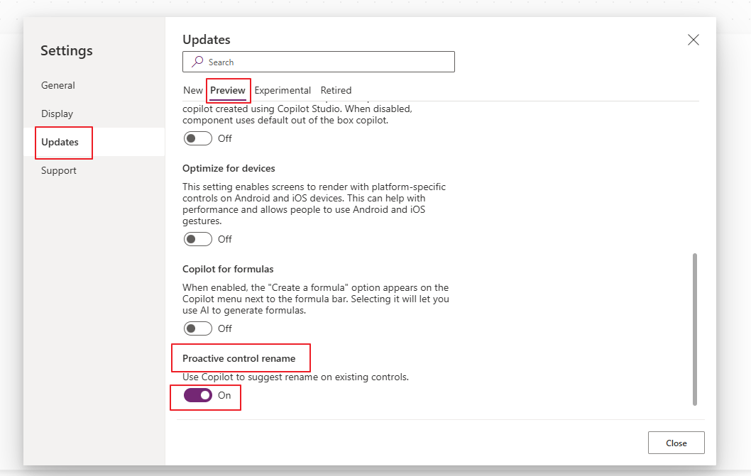 Proactive Control Rename